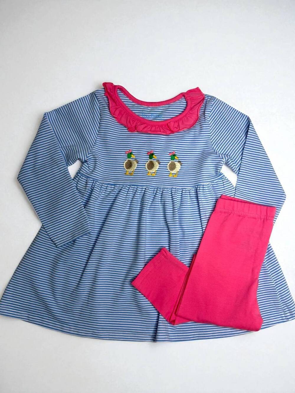 NEW ITSY BITSY girl's mallard ruffle pant set in blue